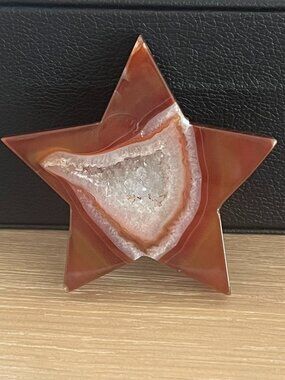 Carnelian Star Carving with Druzy Pocket